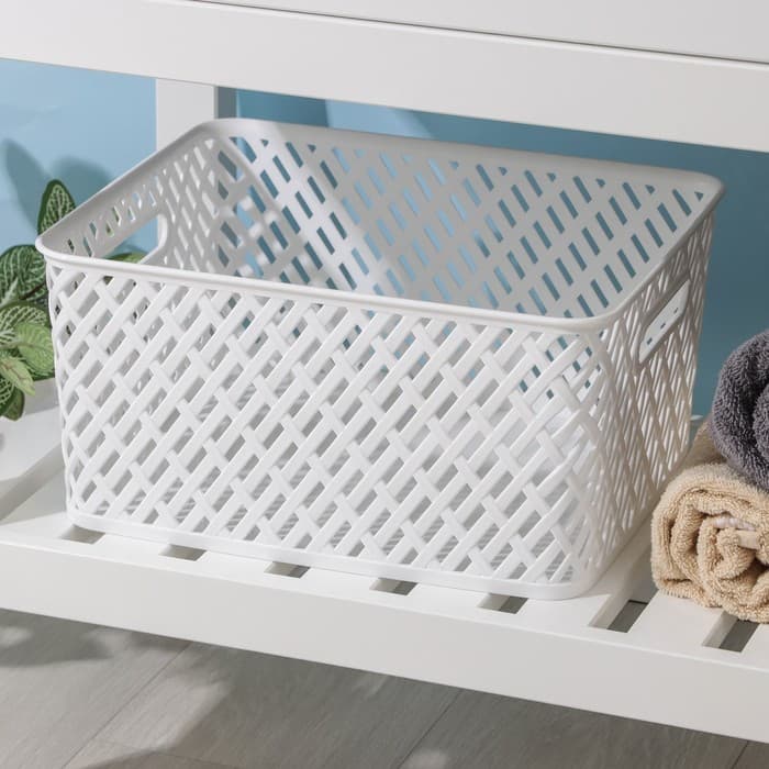 Корзина для хранения «Плетёнка», 35×29×17.5 см, белая