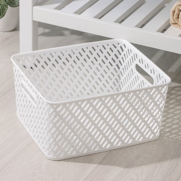 Корзина для хранения «Плетёнка», 35×29×17.5 см, белая