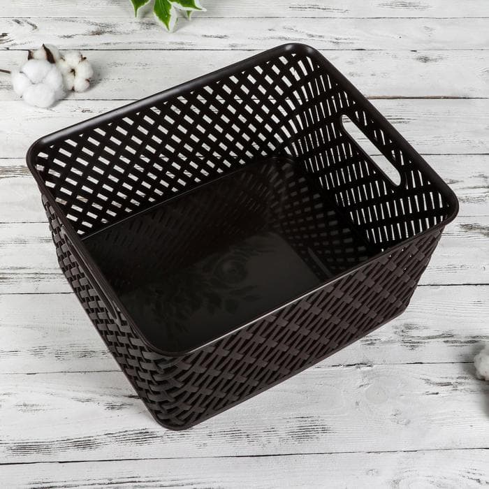 Корзина для хранения «Плетёнка», 35×29×17.5 см, коричневая