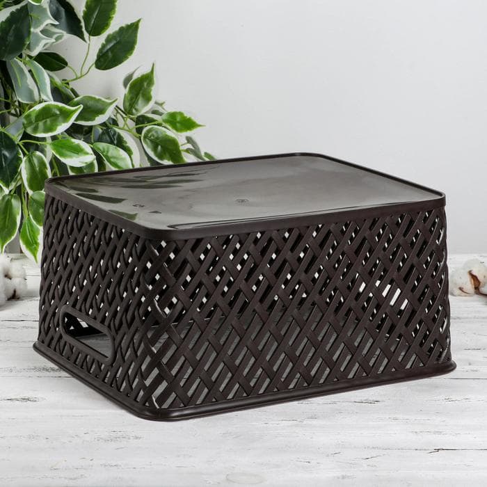 Корзина для хранения «Плетёнка», 35×29×17.5 см, коричневая