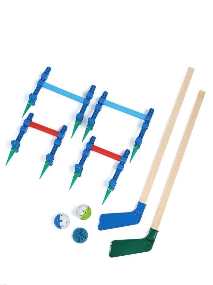 Хоккейный набор 3 в 1, 2 клюшки, 2 мяча, шайба, 4 ворота