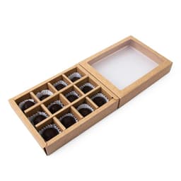 Коробка для 12 конфет, крафт, 19×15×3.5 см