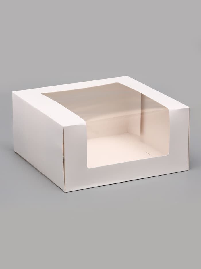 Кондитерская упаковка с окном, белая, 23.5×23.5×11.5 см