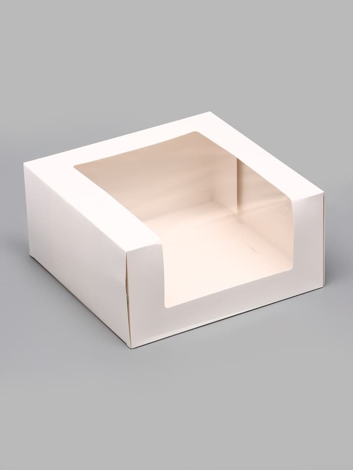 Кондитерская упаковка с окном, белая, 23.5×23.5×11.5 см