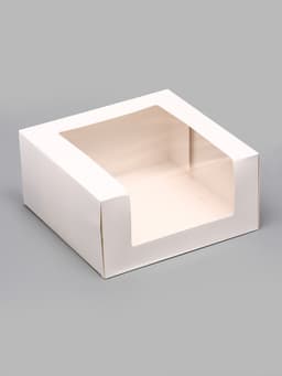 Кондитерская упаковка с окном, белая, 23.5×23.5×11.5 см