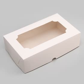 Коробка складная с окном под зефир, белый, 25×15×7 см