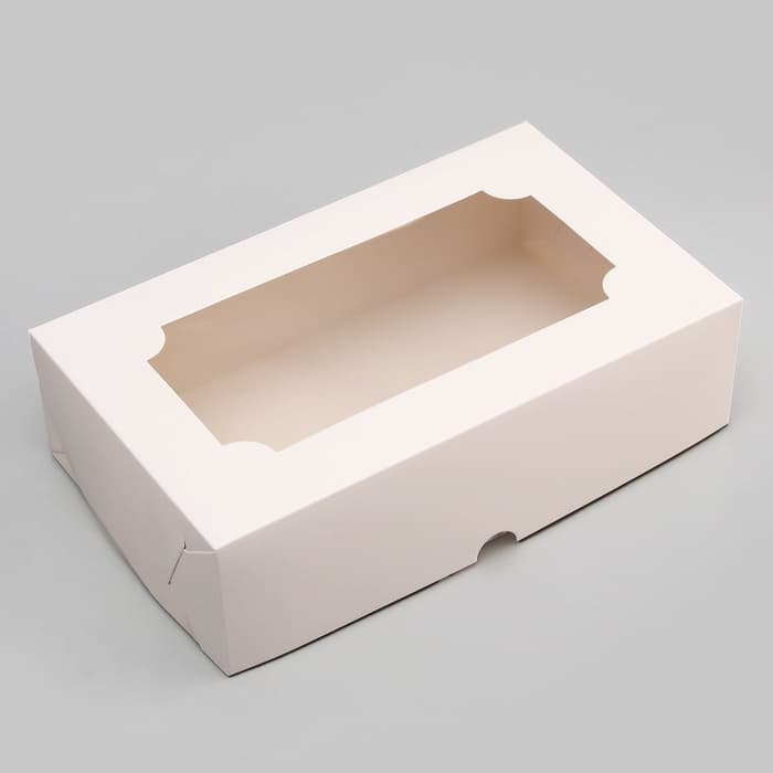 Коробка складная с окном под зефир, белый, 25×15×7 см