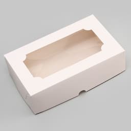 Коробка складная с окном под зефир, белый, 25×15×7 см