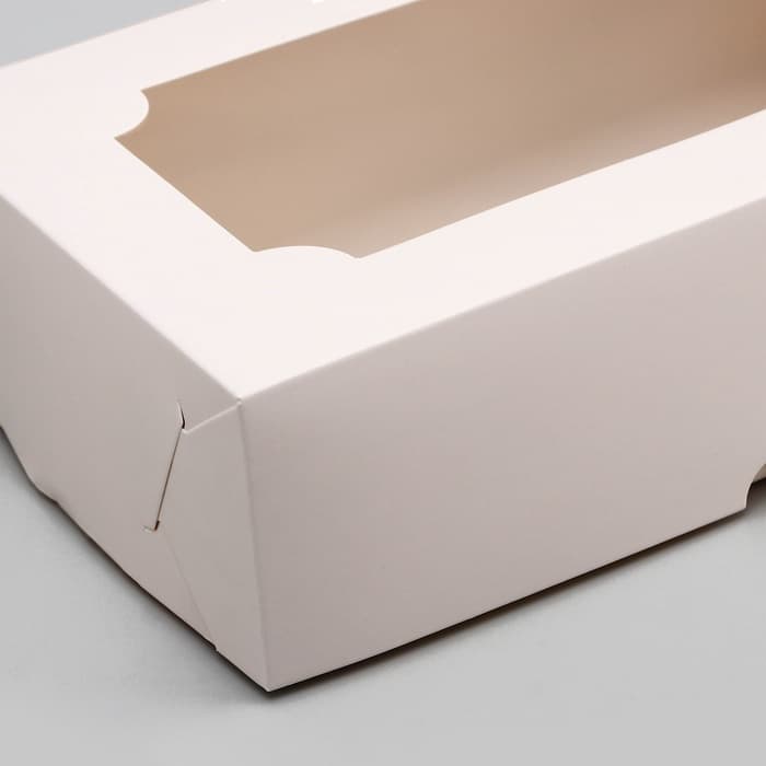 Коробка складная с окном под зефир, белый, 25×15×7 см