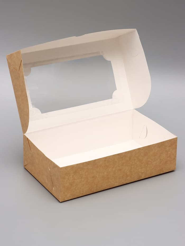 Коробка складная с окном под зефир, крафт, 25×15×7 см
