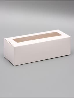 Коробка с окном под рулет, белая, 26×10×8 см, МИКС