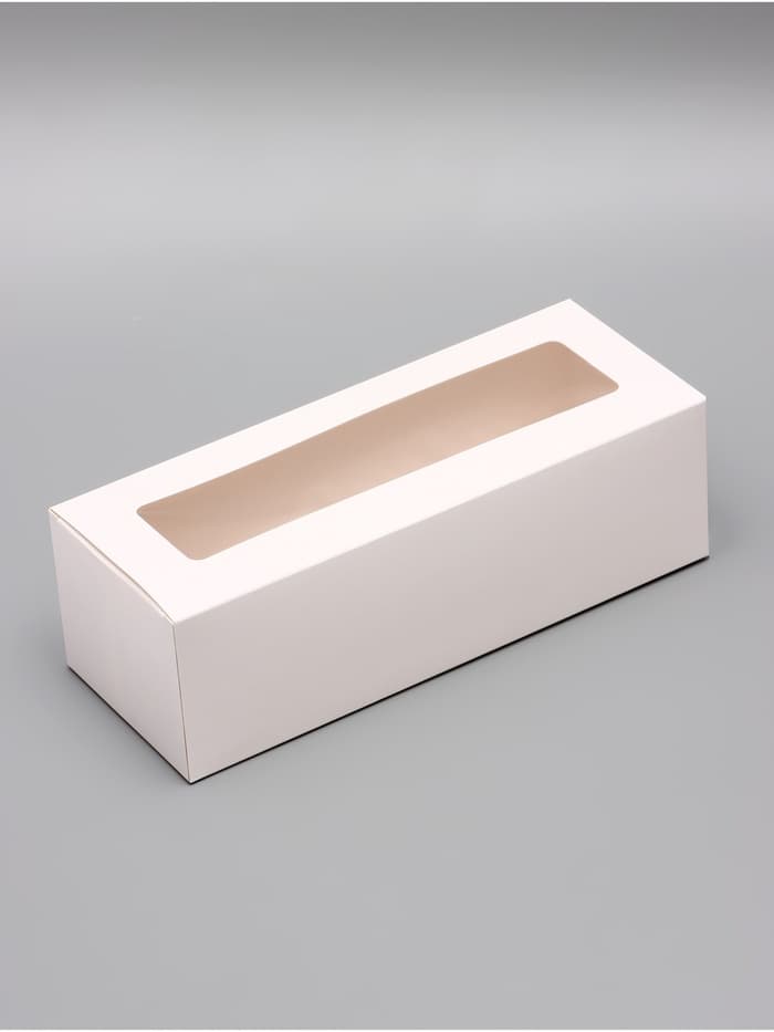 Коробка с окном под рулет, белая, 26×10×8 см, МИКС