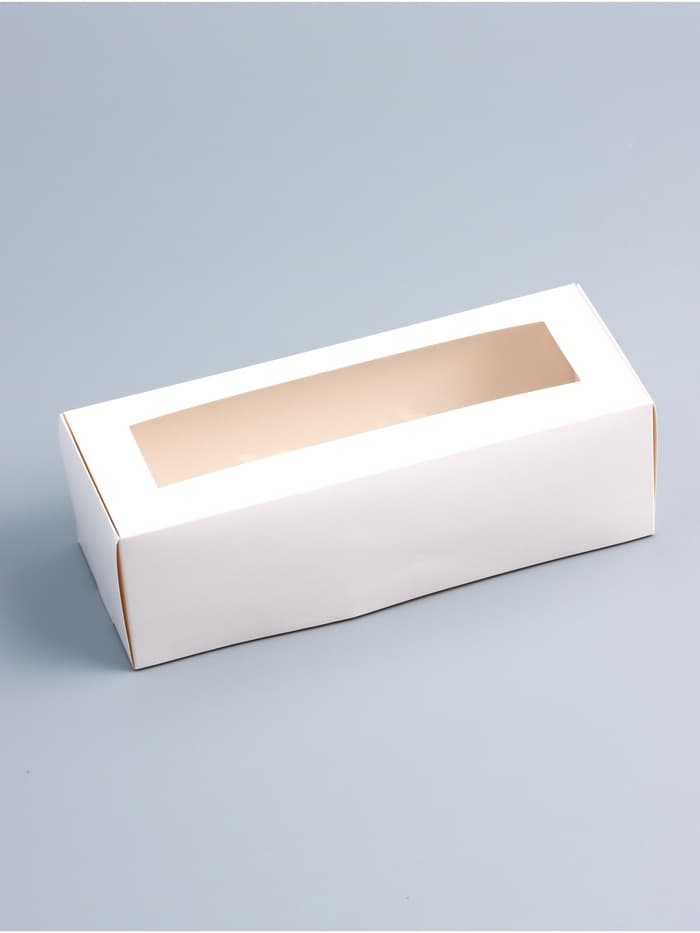 Коробка с окном под рулет, белая, 26×10×8 см, МИКС