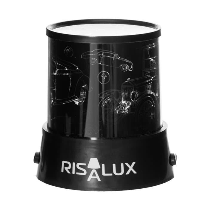 Ночник - проектор RISALUX «Ретротехника», светодиодный, от USB/батареек, чёрный, 10.8×10.8×11.5 см