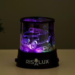 Ночник - проектор RISALUX «Ретротехника», светодиодный, от USB/батареек, чёрный, 10.8×10.8×11.5 см