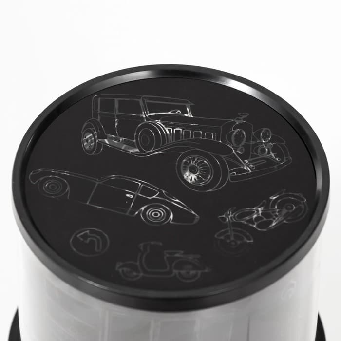 Ночник - проектор RISALUX «Ретротехника», светодиодный, от USB/батареек, чёрный, 10.8×10.8×11.5 см