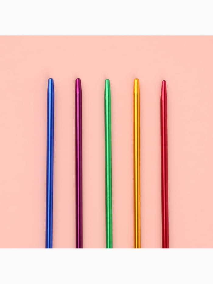 Спицы для вязания, чулочные, из алюминия, d=2 мм, 25 см, 5 шт., разноцветные