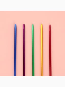 Спицы для вязания, чулочные, из алюминия, d=2 мм, 25 см, 5 шт., разноцветные