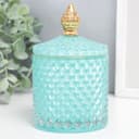 Шкатулка для украшений «Ромбы и купол», стекло, голубой с золотом, 14×8.2×8.2 см