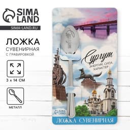 Ложка с гравировкой на открытке «Сургут», 3×14 см