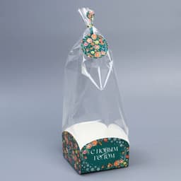 Пакет подарочный с коробкой новогодний «С Новым годом», 12×12×40 см
