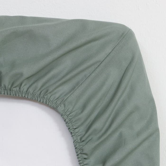 Простыня на резинке 1.5-спальная «Этель», 160×200+25 см, поплин, зелёная