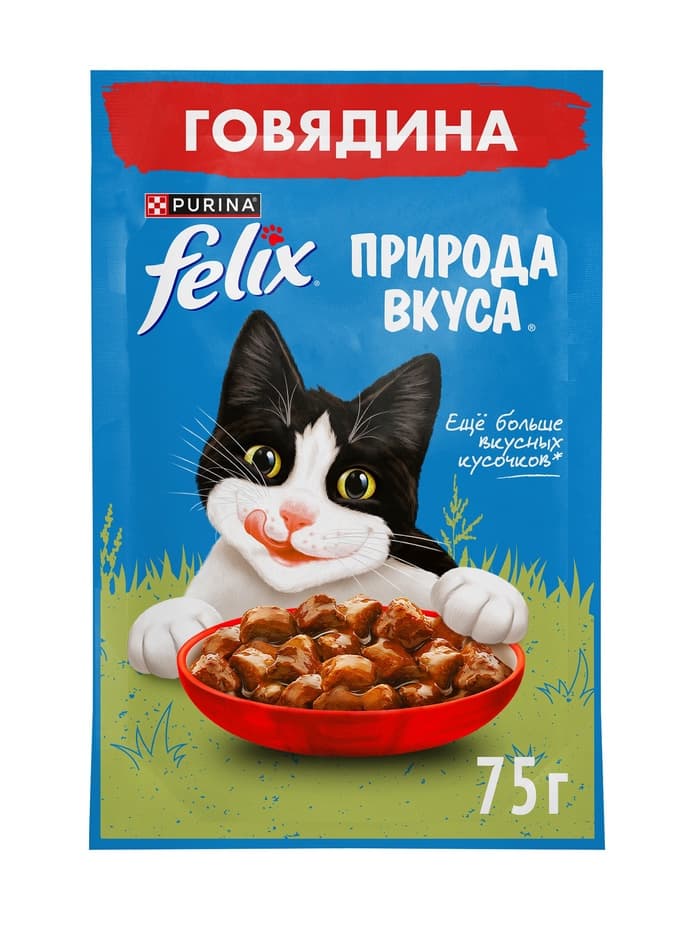Влажный корм Felix Природа вкуса для кошек, говядина, 75 г