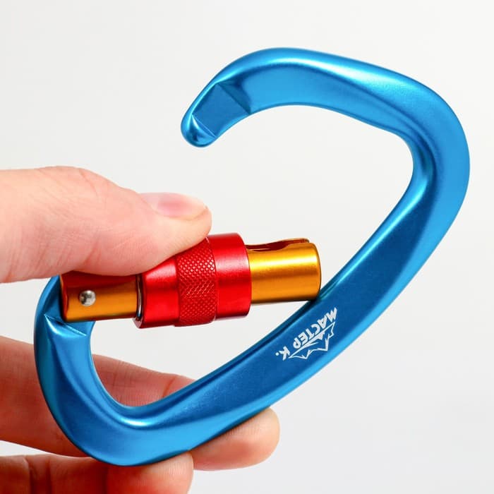 Карабин с муфтой «Мастер К», 10×6 см, 25 KN, голубой