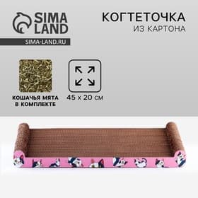 Когтеточка из картона с кошачьей мятой «Котик», 45 см × 20 см × 4.5 см