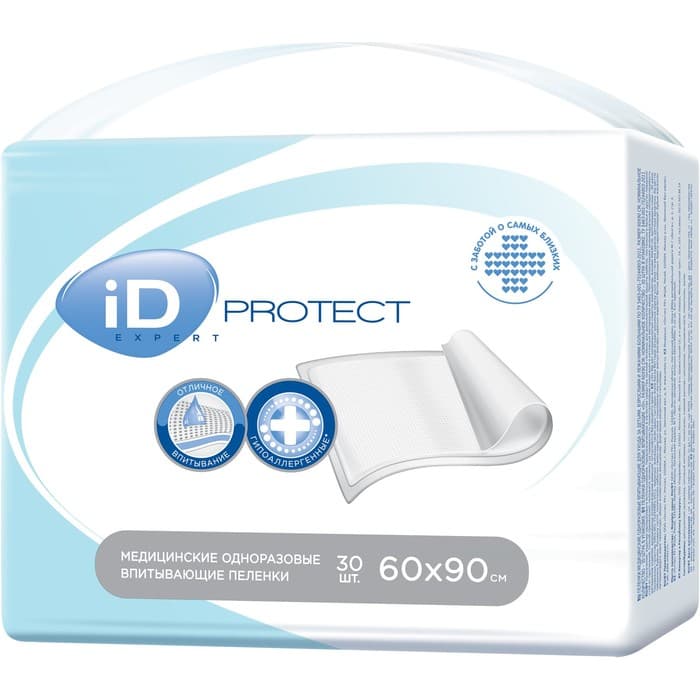 Пеленки iD Protect Expert, 60×90 см, 30 шт.
