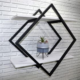 Полка настенная «Лофт» Rum, 707×150×707 мм, цвет дуб белый/чёрный муар