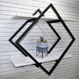 Полка настенная «Лофт» Rum, 707×150×707 мм, цвет дуб белый/чёрный муар