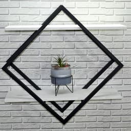 Полка настенная «Лофт» Rum, 707×150×707 мм, цвет дуб белый/чёрный муар