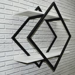 Полка настенная «Лофт» Rum, 707×150×707 мм, цвет дуб белый/чёрный муар