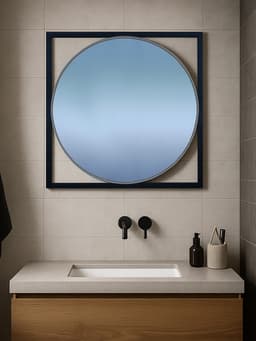 Зеркало круглое навесное Gold, в квадратной раме, 600×20×600 мм, цвет чёрный муар