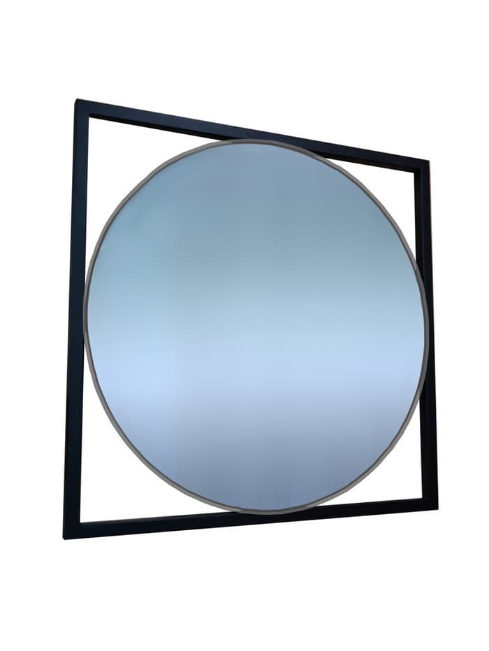 Зеркало круглое навесное Gold, в квадратной раме, 600×20×600 мм, цвет чёрный муар