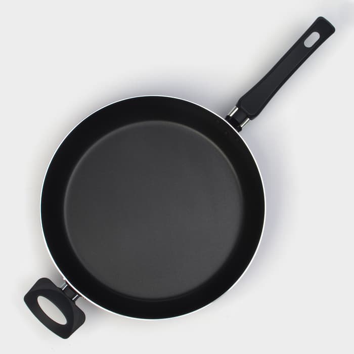 Сотейник Доляна Promo, d=28 см, h=6 см, две пластиковые ручки, антипригарное покрытие, алюминий, бордовая