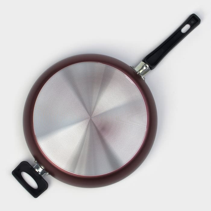 Сотейник Доляна Promo, d=28 см, h=6 см, две пластиковые ручки, антипригарное покрытие, алюминий, бордовая