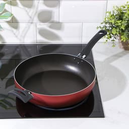 Сотейник Доляна Promo, d=28 см, h=6 см, две пластиковые ручки, антипригарное покрытие, алюминий, бордовая