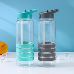 Бутылка для воды Доляна «Спорт», с трубочкой, 700 мл, 23.5×7.5×8.5 см, пластик, МИКС