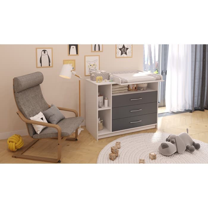 Комод c 4 ящиками Polini kids Simple 2110, 505×1130×865 мм, белый-серый
