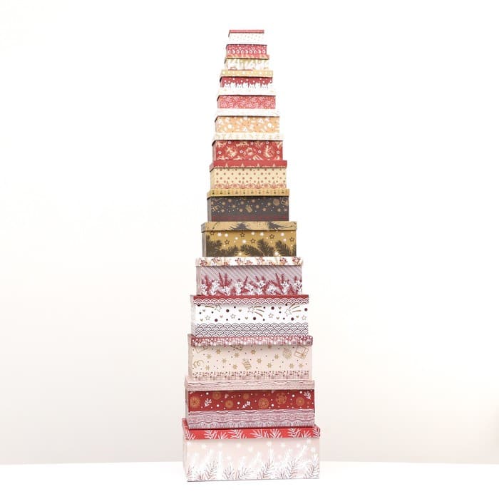 Набор подарочных новогодних коробок 15 в 1 «Изысканность», 47.5×31×18 - 12×7×4 см