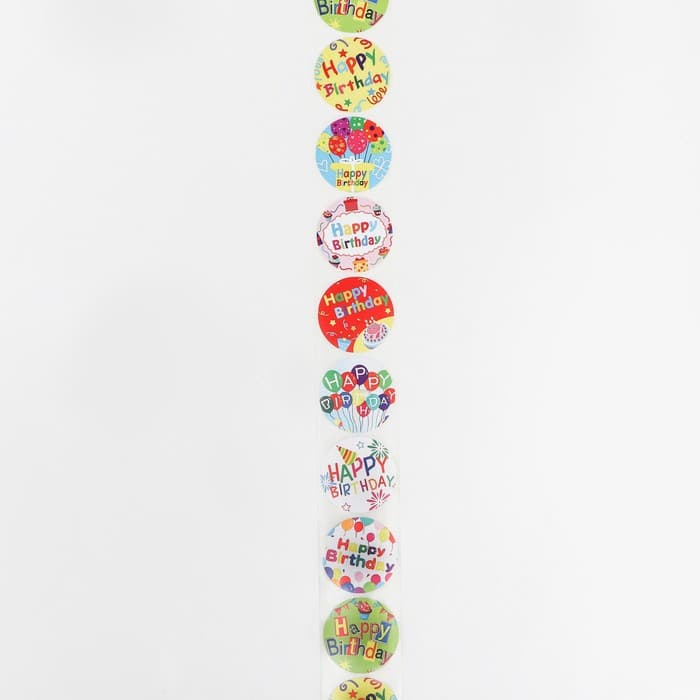 Наклейки в рулоне «С Днем Рождения!»,500 шт.,3.8×3.8 см