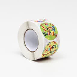 Наклейки в рулоне «С Днем Рождения!»,500 шт.,3.8×3.8 см