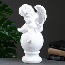 Фигура гипс «Ангел спящий на шаре», белый, 15×19×40 см