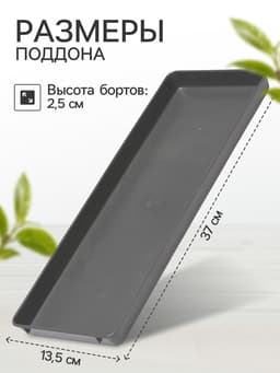 Поддон для рассады, 37×13.5×2.5 см, пластик, серый