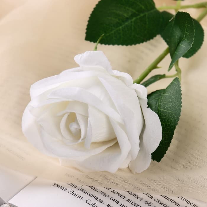 Цветы искусственные «Роза обаяние», 6×46 см, белые