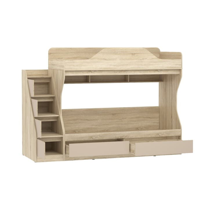 Кровать двухъярусная «Акварель», 2378×848×1691 мм, цвет капучино/дуб сонома