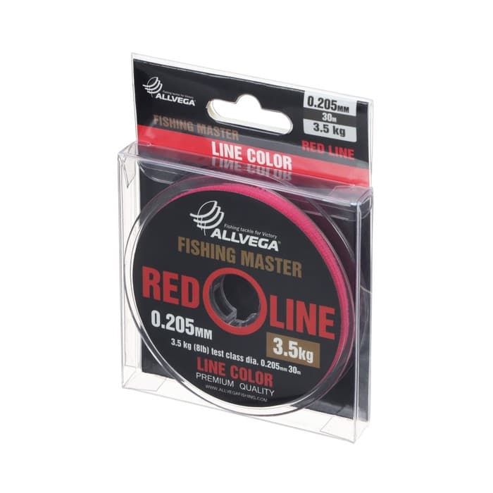 Леска монофильная ALLVEGA Fishing Master, диаметр 0.205 мм, тест 3.5 кг, 30 м, рубиновая