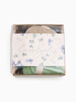 Подарочный набор «Этель» Eucaliptus, полотенце 30×60 см, мочалка, массажёр